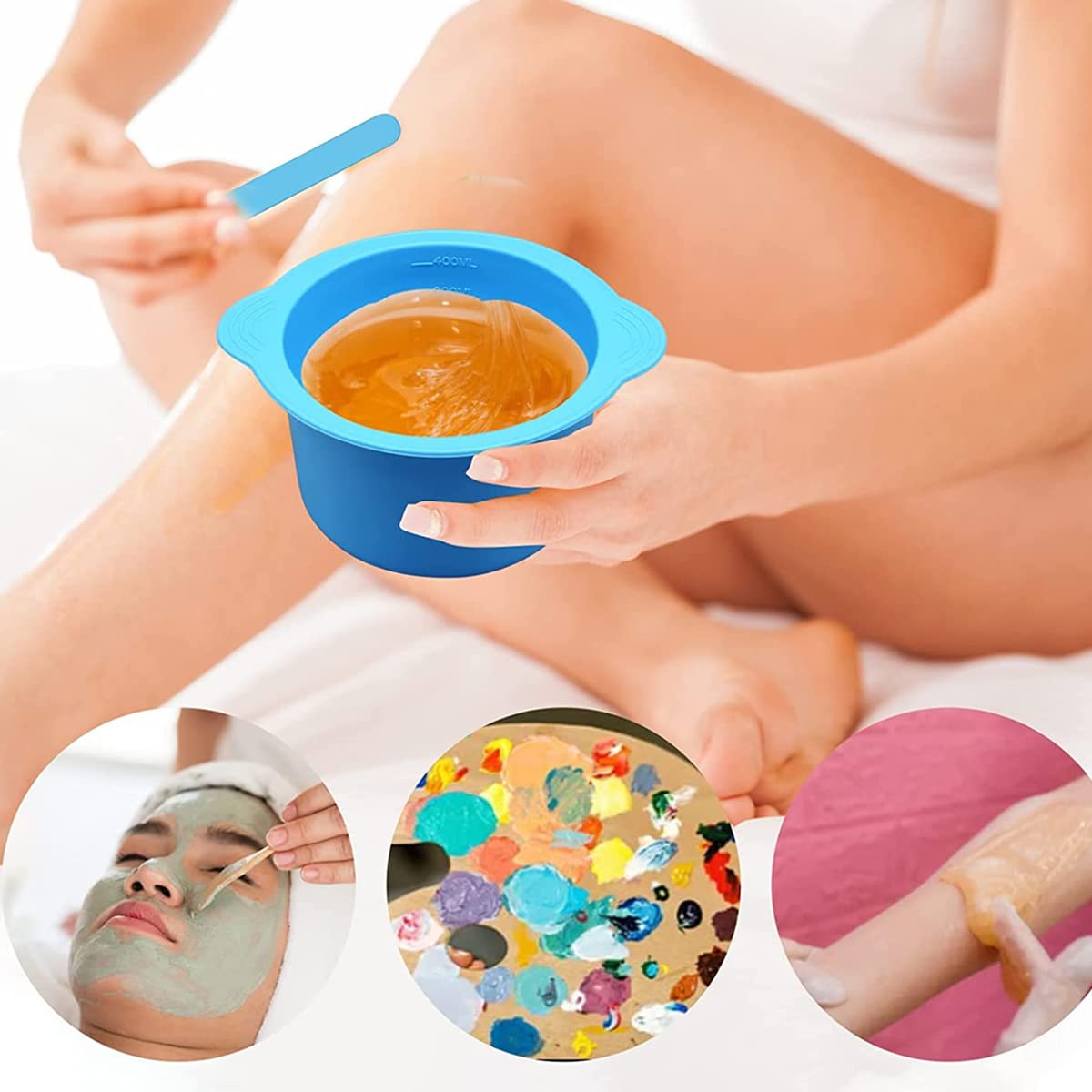 MAYCREATE 2pcs Silicone wax bowl, Wax Pot Replacement Reusable for Wax Warmer with 2 Stirring Sticks, Wax Warmer Silicone Bowl Compatible with 14oz-16oz Electric Waxing Kits, Style A MAYCREATE 2pcs Silicone wax bowl, Wax Pot Replacement Reusable for Wax Warmer with 2 Stirring Sticks, Wax Warmer Silicone Bowl Compatible with 14oz-16oz Electric Waxing Kits, Style A